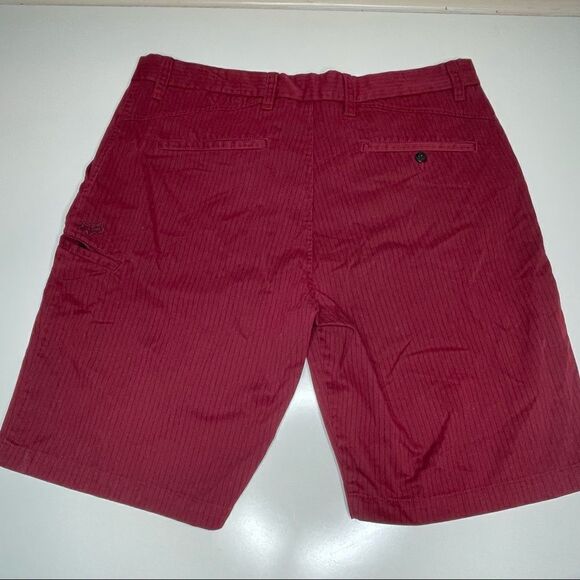 FOX Racing Burgundy Red with Black Pin Striped Shorts in Size 40W x 11IS - Picture 4 of 9